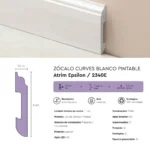 Zócalo Atrim Epsilon Curves 8 cm Blanco Pintable 2.44 m - Image 8