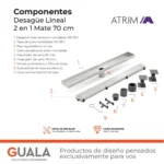 Desagüe Lineal Atrim 2 en 1 Aqua 70 cm Acero Inoxidable Mate - Image 6