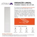 Desagüe Lineal Atrim Río Clasico 45 cm ABS y Acero Inoxidable Sin Acople - Image 6