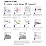 Desagüe Lineal Atrim Rio Wave 45 cm ABS y Acero Inoxidable Sin Acople - Image 6