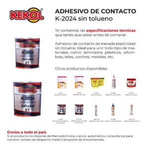 Adhesivo de Contacto Sin Tolueno Adhekol Kekol Lata 14 kg - Image 2