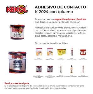 Adhesivo de Contacto Adhekol Kekol Lata 2.8 kg - Image 2