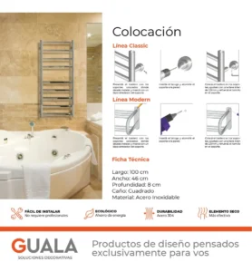 Toallero Eléctrico Atrim Cubic 45x100 cm Acero Inoxidable - Image 3