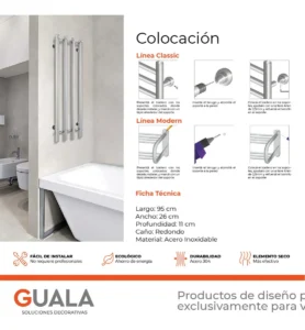 Toallero Eléctrico Atrim Coco 26x95 cm Acero Inoxidable - Image 3