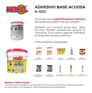 Adhesivo K650 con Memoria para Piso Técnico Adhekol Kekol Balde 4 kg - Image 2