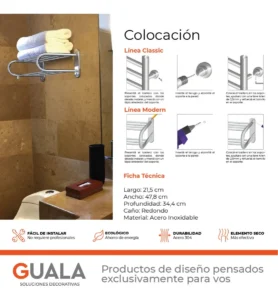 Toallero Eléctrico Atrim Coco 48x22 cm Acero Inoxidable - Image 3