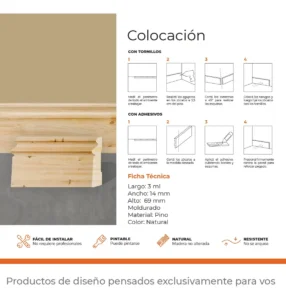 Zócalo de Pino Kflooring Moldurado 69 mm Natural - Image 3