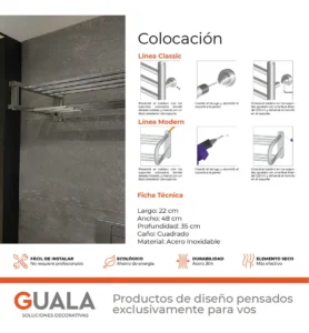 Toallero Eléctrico Atrim Cubic 48x22 cm Acero Inoxidable - Image 3