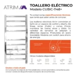 Toallero Eléctrico Atrim Cubic 45x100 cm Acero Inoxidable - Image 2