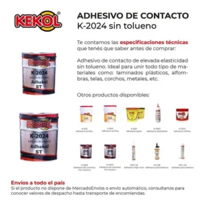 Adhesivo de Contacto Sin Tolueno Adhekol Kekol Lata 750 gr - Image 2