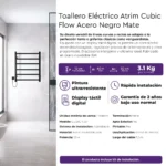 Toallero Eléctrico Atrim Flow Cubic 60x50 cm Negro Mate - Image 4