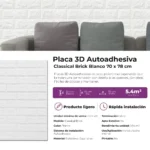 Placa 3D Autoadhesiva Classical Brick Blanco Revestimiento Lifewall 70x78 cm Pack x10 - Image 5