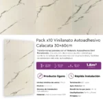 Vinilanato Autoadhesivo Decorativo 30x60 Calacata Pack x 10 Lifewall 1.8 m² - Image 7