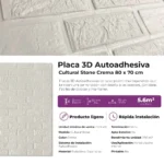 Placa 3D Autoadhesiva Cultural Stone Crema Revestimiento Lifewall 70x80 cm Pack x10 - Image 5