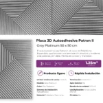 Placa 3D Autoadhesiva Patron II Grey Platinum 50x50 cm Revestimiento Lifewall Pack x5 - Image 8
