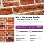 Placa 3D Autoadhesiva Classical Brick Urban Revestimiento Lifewall 70x70 cm Pack x10 - Image 5