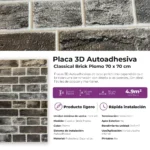 Placa 3D Autoadhesiva Classical Brick Plomo Revestimiento Lifewall 70x70 cm Pack x10 - Image 5