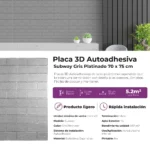 Placas 3D Autoadhesivas Subway Gris Platinado Revestimiento Lifewall 70x75 cm Pack x10 - Image 5