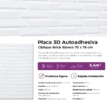 Placa 3D Autoadhesiva Oblique Brick Blanco Revestimiento Lifewall 70x78 cm Pack x10 - Image 5