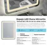Espejo LED Rectangular Duna Vertical MirrorOn 60x80 cm Luz Cálida - Image 10