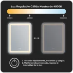 Espejo LED Circular Lux Negro MirrorOn 60x60 cm Luz Cálida - Image 7