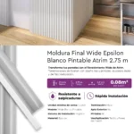 Terminación Final Revestimiento Wall Panel Atrim Wide Blanco Pintable EPS Mate 2.75 m - Image 5