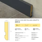 Zócalo Recto Foliado Grafito Frigg 7cm MDF Madera Piso Pared 2.75m - Image 4