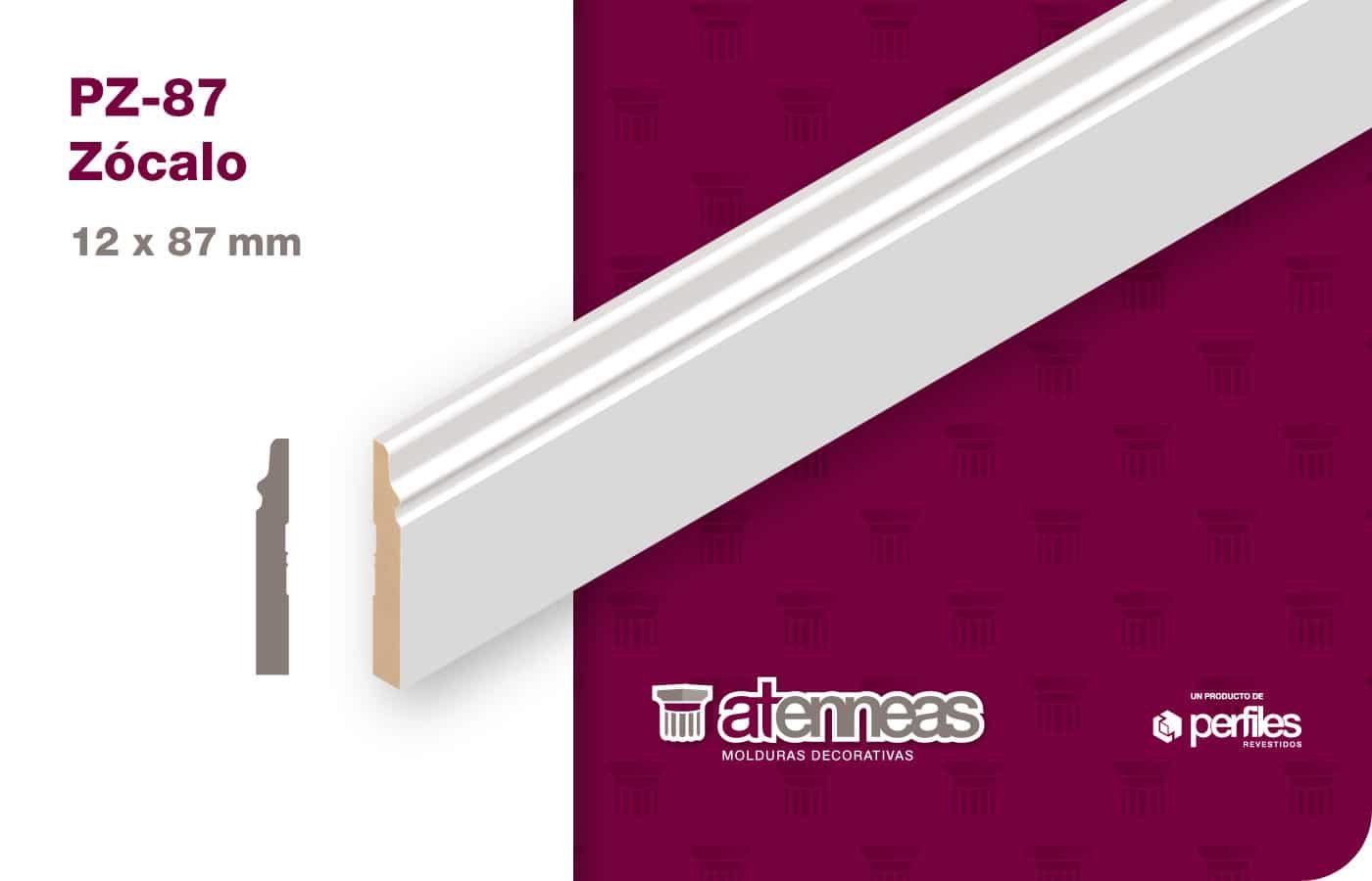 pz-87.jpg Zócalo Moldurado Atenneas 8.7 cm MDF Prepintado Blanco - Image 1